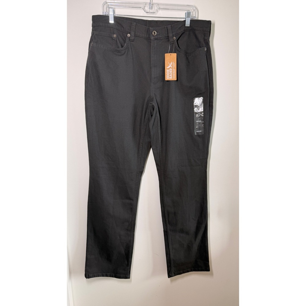 Eddie Bauer Flex Mountain Jean Mens 34x34 Gray NWT Classic Straight Leg